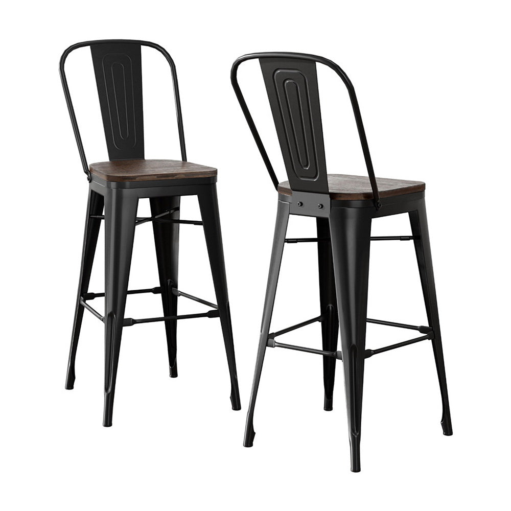 Artiss Metal Bar Stools with Wooden Seats
