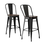Artiss Metal Bar Stools with Wooden Seats