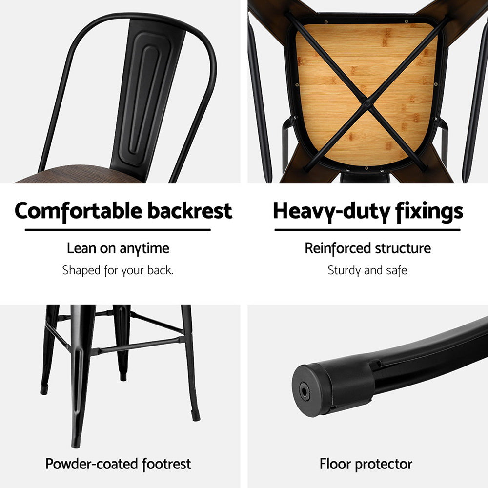 Artiss Metal Bar Stools with Wooden Seats