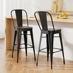Artiss Metal Bar Stools with Wooden Seats