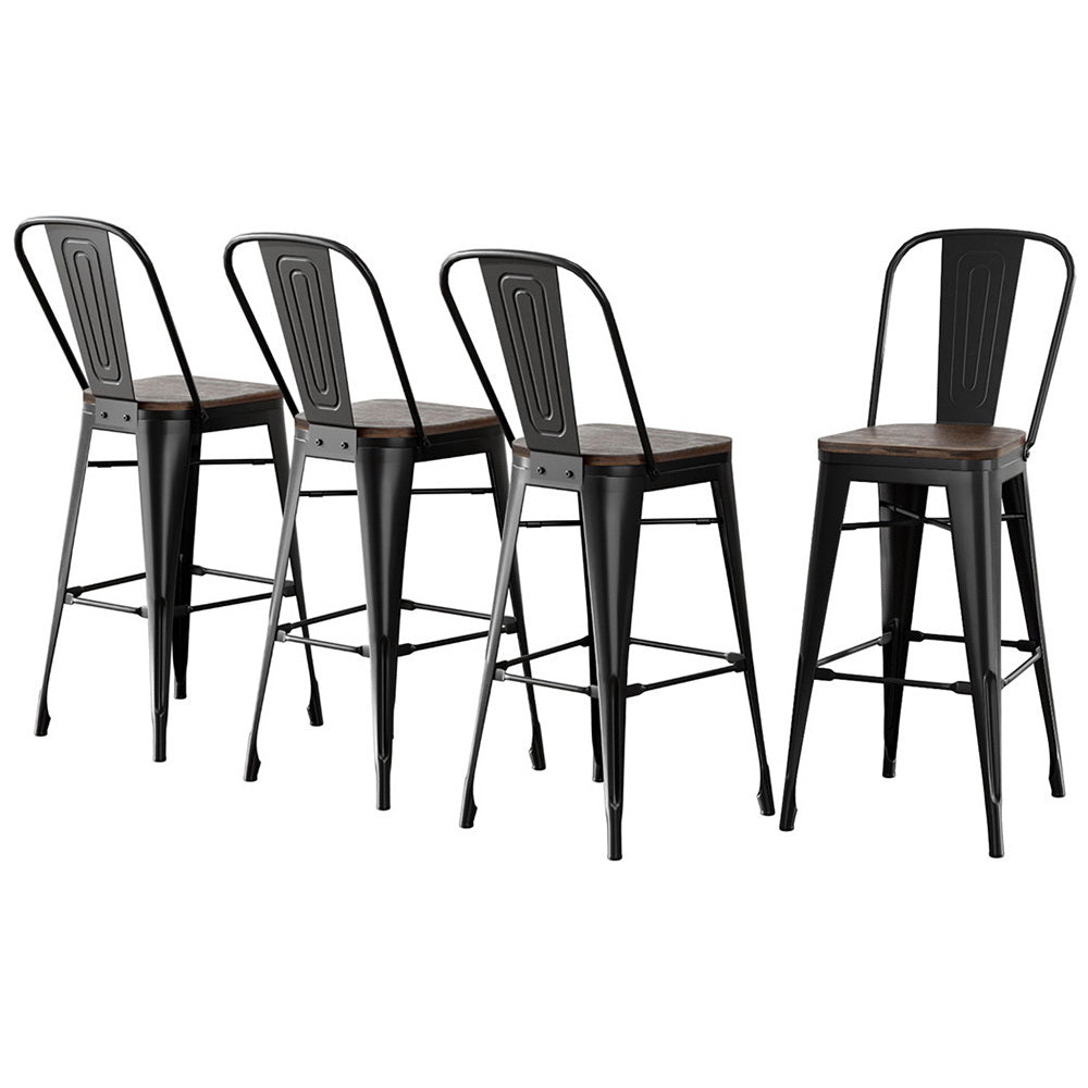 Artiss Retro Metal Bar Stools with Wooden Seats