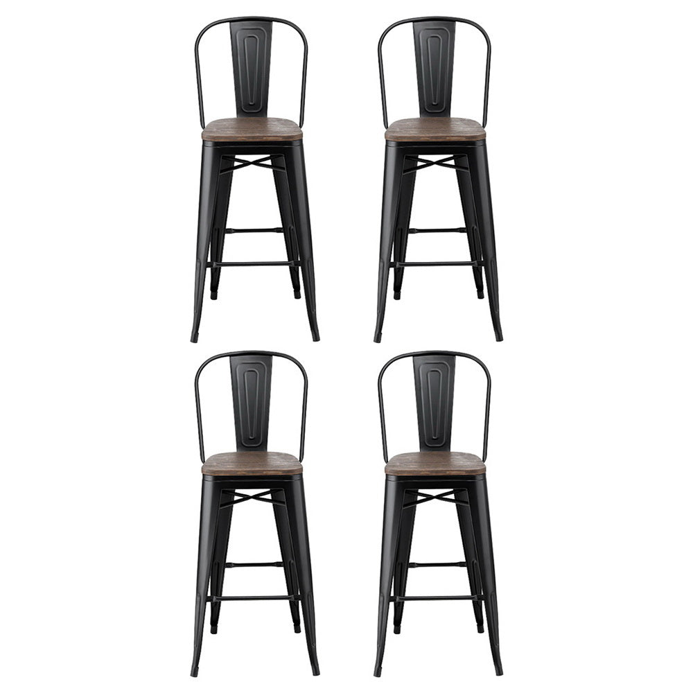 Artiss Retro Metal Bar Stools with Wooden Seats