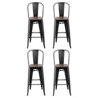 Artiss Retro Metal Bar Stools with Wooden Seats