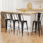 Artiss Retro Metal Bar Stools with Wooden Seats