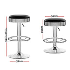 Artiss Set of 2 Black Chrome Bar Stools