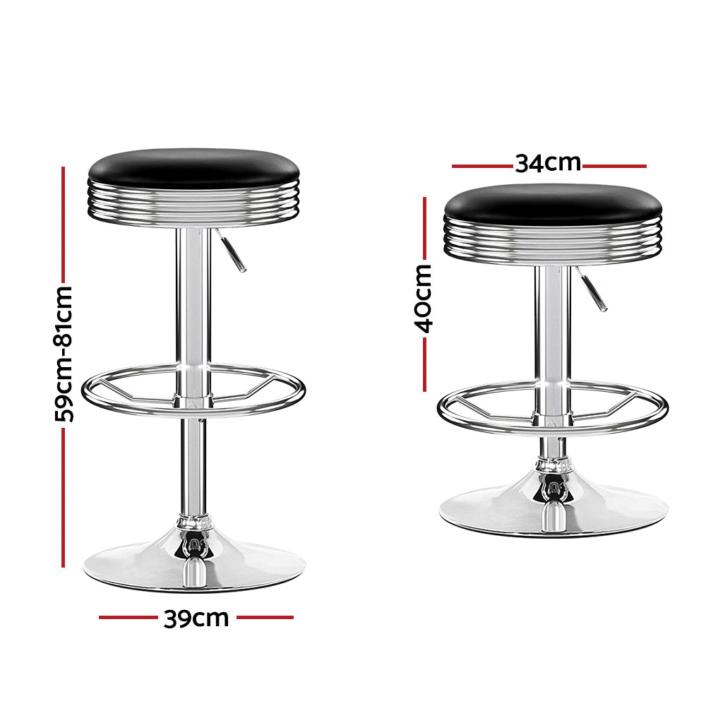 Artiss Set of 2 Black Chrome Bar Stools