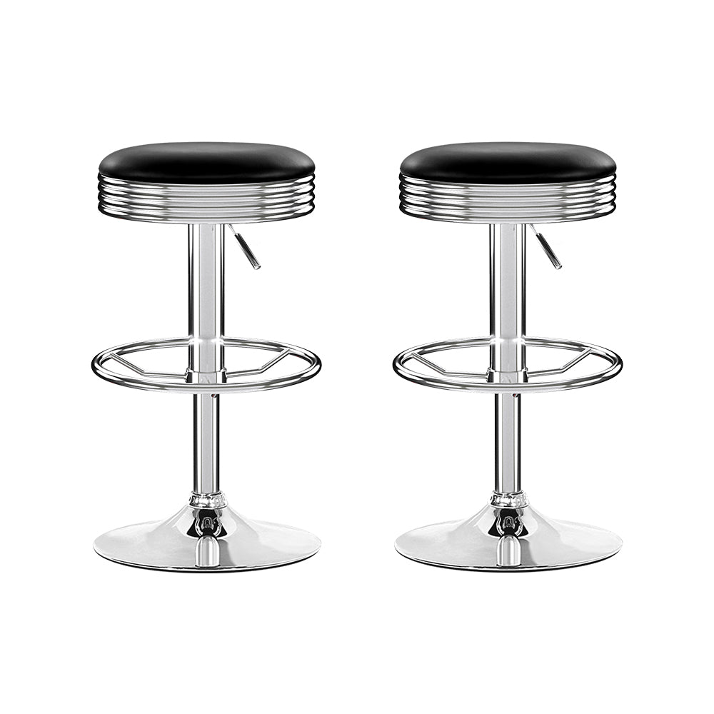 Artiss Set of 2 Black Chrome Bar Stools