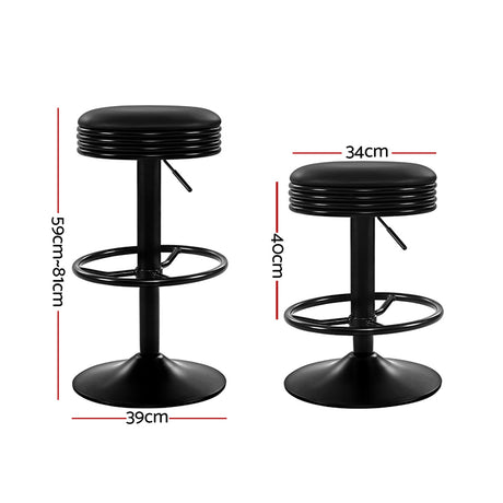 Artiss Black Leather Padded Bar Stools