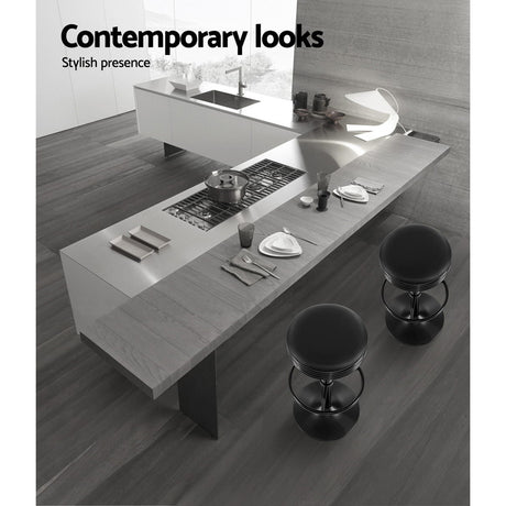 Artiss Black Leather Padded Bar Stools