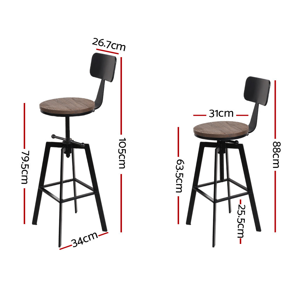 Artiss Vintage Metal Bar Stools x2