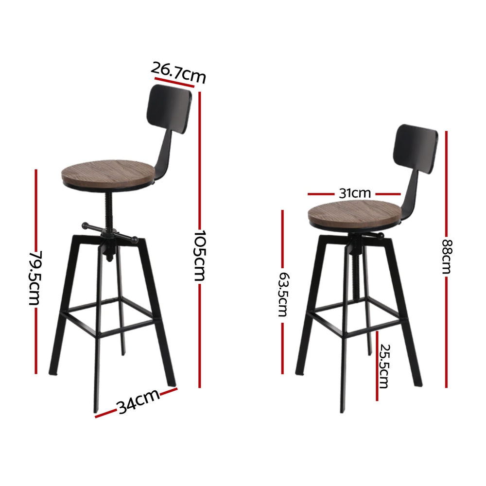 Artiss Angus Adjustable Bar Stool with Backrest
