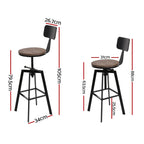 Artiss Angus Adjustable Bar Stool with Backrest