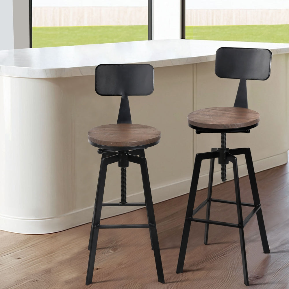 Artiss Angus Adjustable Bar Stool with Backrest