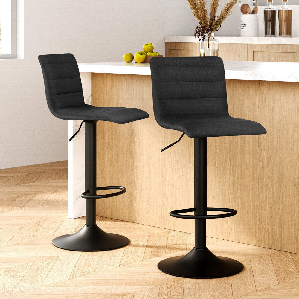 Artiss Gas Lift Bar Stools - Black Linen
