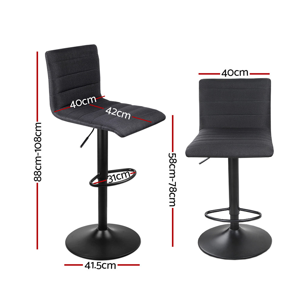 Artiss Gas Lift Bar Stools - Black Linen