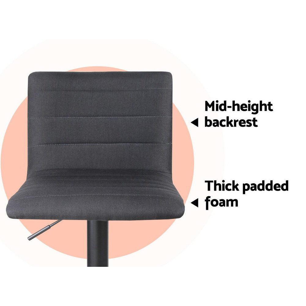 Artiss Gas Lift Bar Stools - Black Linen