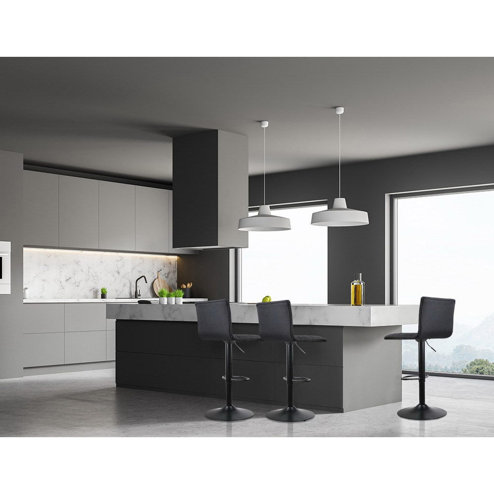 Artiss Black Linen Gas Lift Bar Stools
