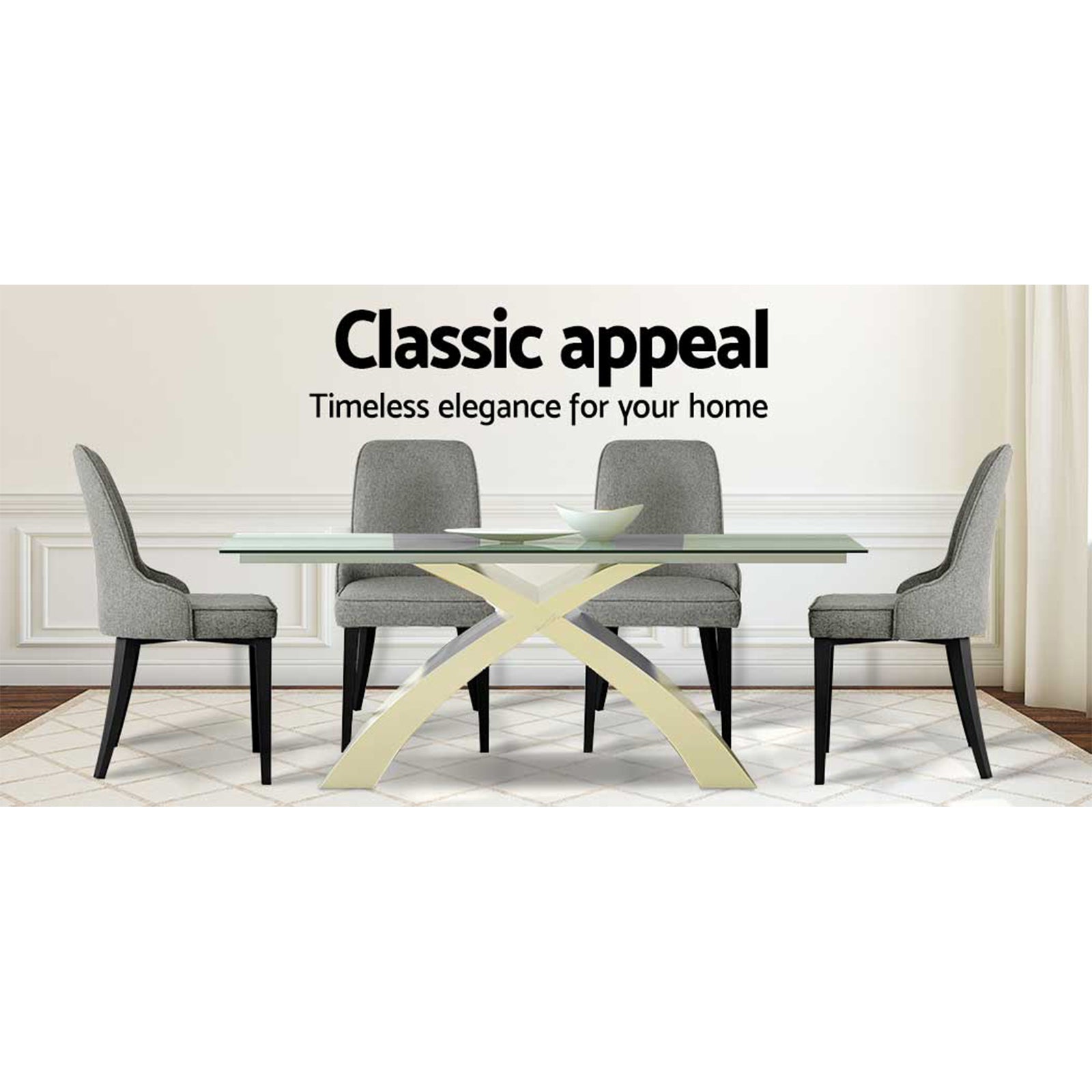 Elegant Grey Linen Dining Chairs Set of 4