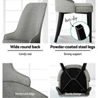 Elegant Grey Linen Dining Chairs Set of 4