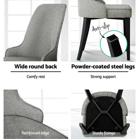 Elegant Grey Linen Dining Chairs Set of 4