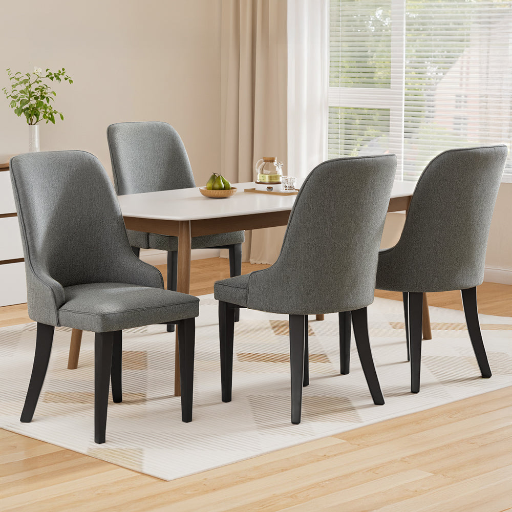 Elegant Grey Linen Dining Chairs Set of 4