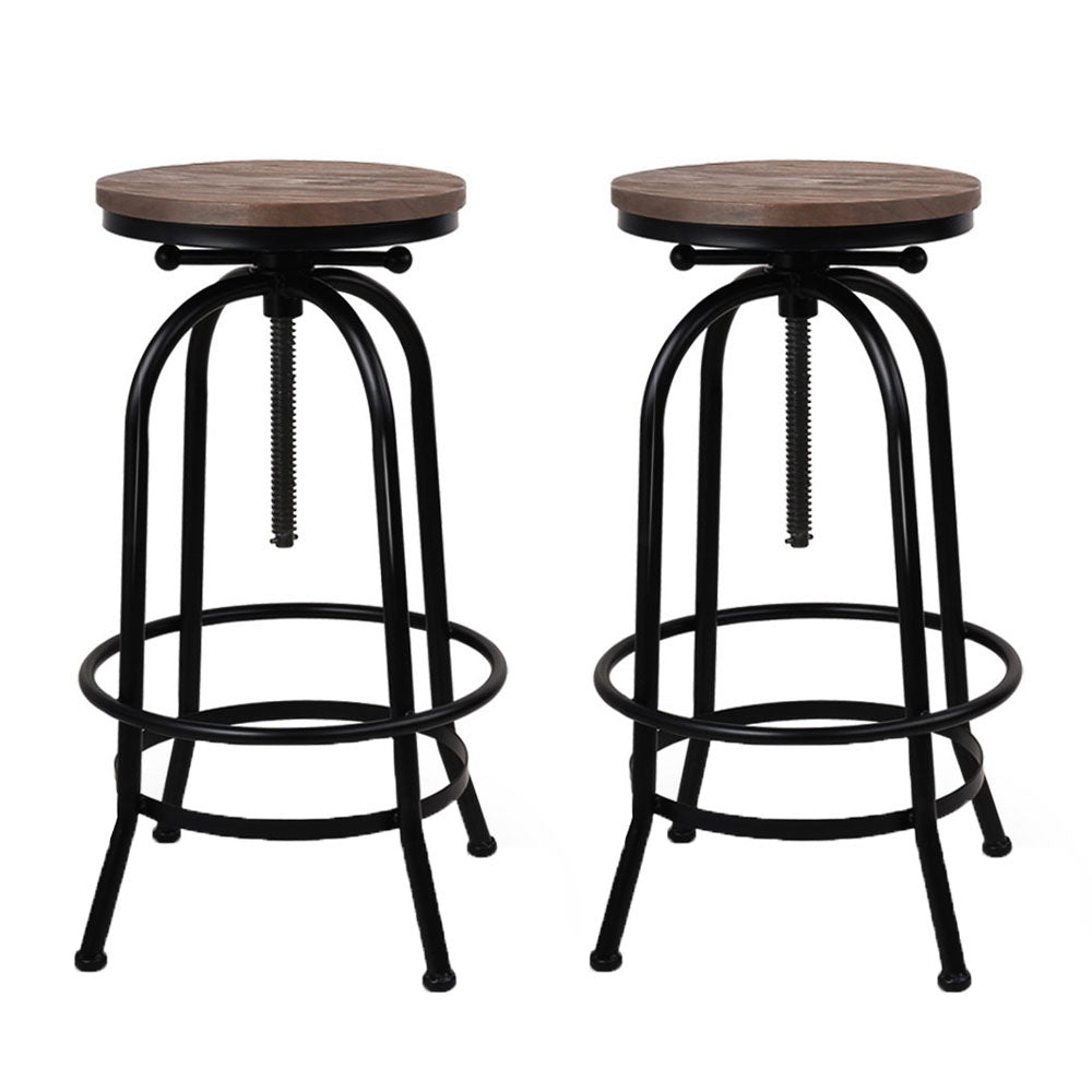 Artiss Adjustable Wood and Steel Bar Stools