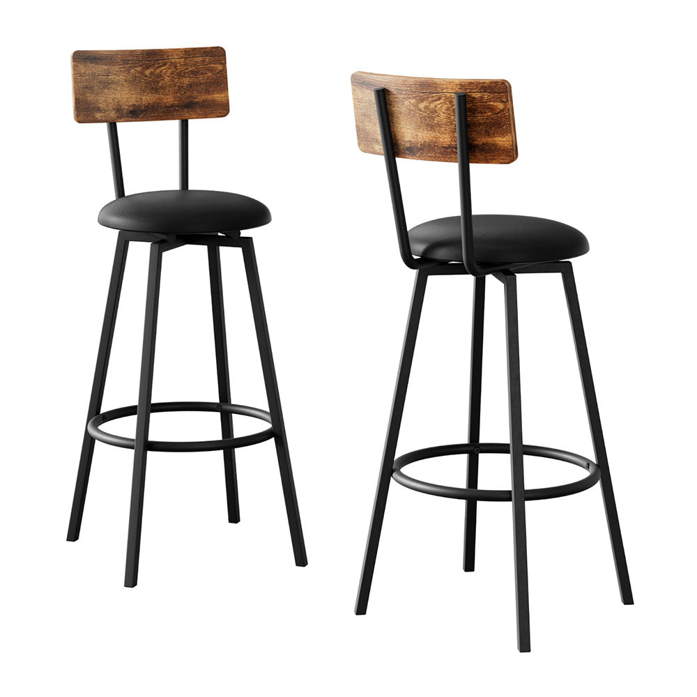 Artiss Industrial Bar Stools - Upholstered Steel Frame