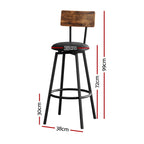 Artiss Industrial Bar Stools - Upholstered Steel Frame