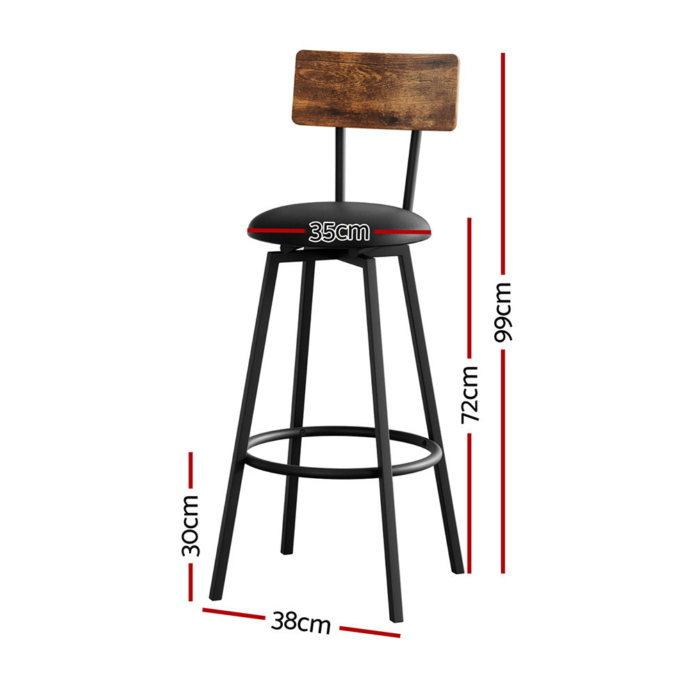 Artiss Industrial Bar Stools - Upholstered Steel Frame