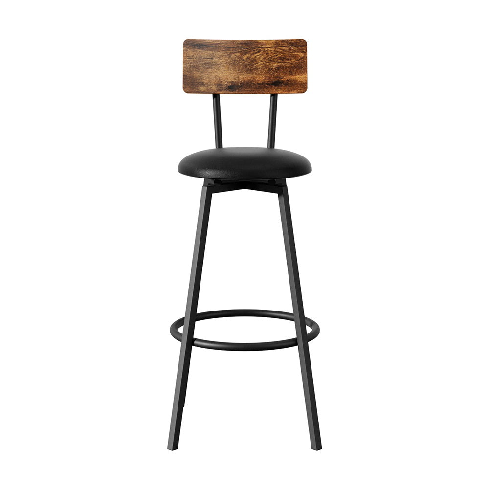 Artiss Industrial Bar Stools - Upholstered Steel Frame