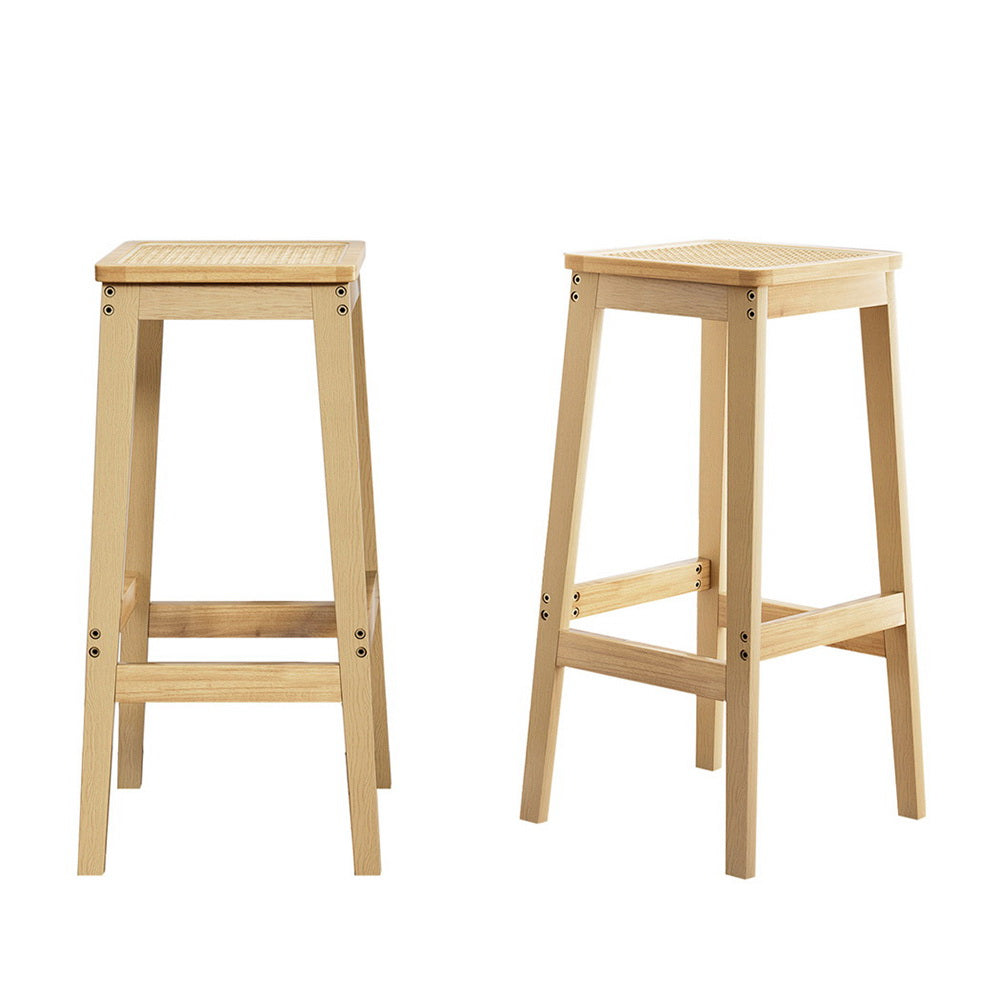 Artiss Rubber Wood Rattan Bar Stools
