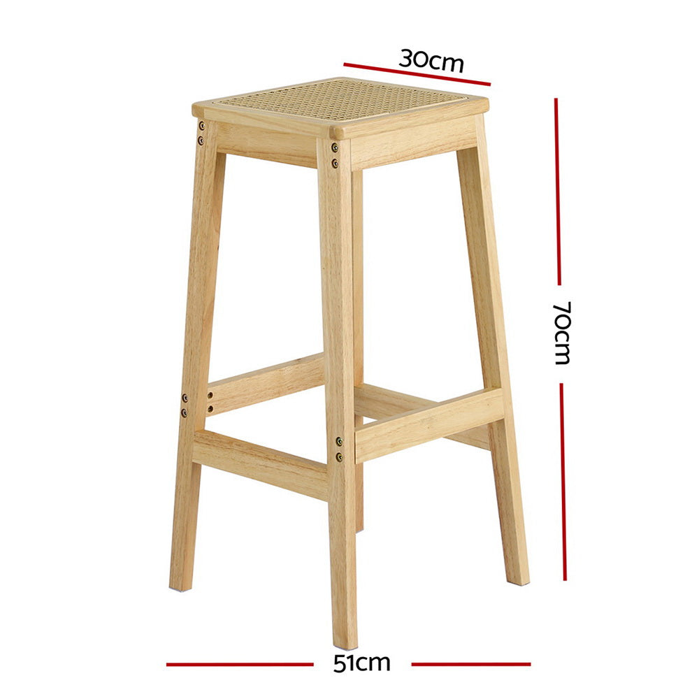 Artiss Rubber Wood Rattan Bar Stools