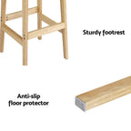 Artiss Rubber Wood Rattan Bar Stools