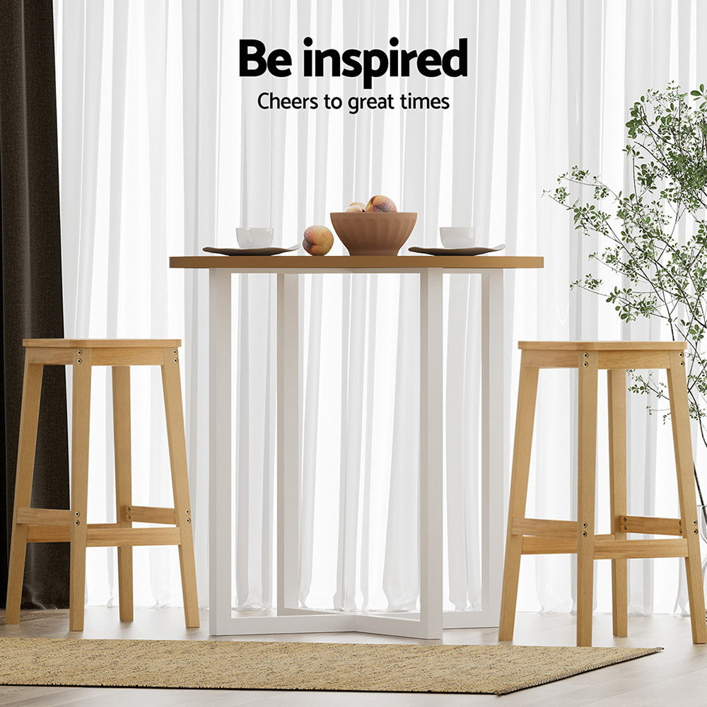 Artiss Rubber Wood Rattan Bar Stools