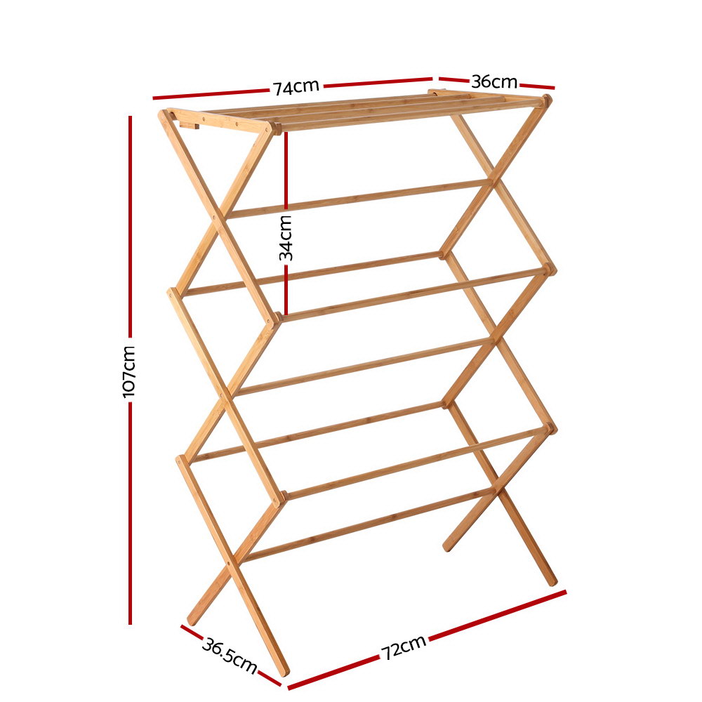 Eco-Friendly Bamboo Folding Clothes Airer