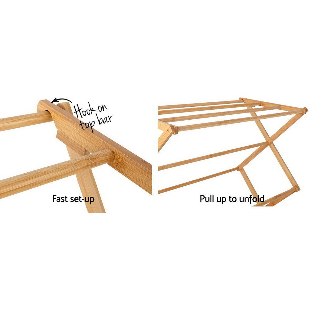 Eco-Friendly Bamboo Folding Clothes Airer