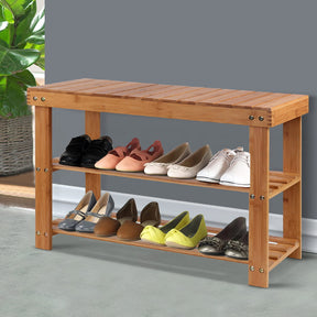 Bamboo Bench Shoe Rack for 10 Pairs