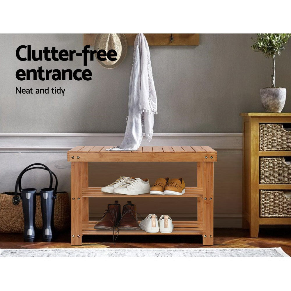 Bamboo Bench Shoe Rack for 10 Pairs