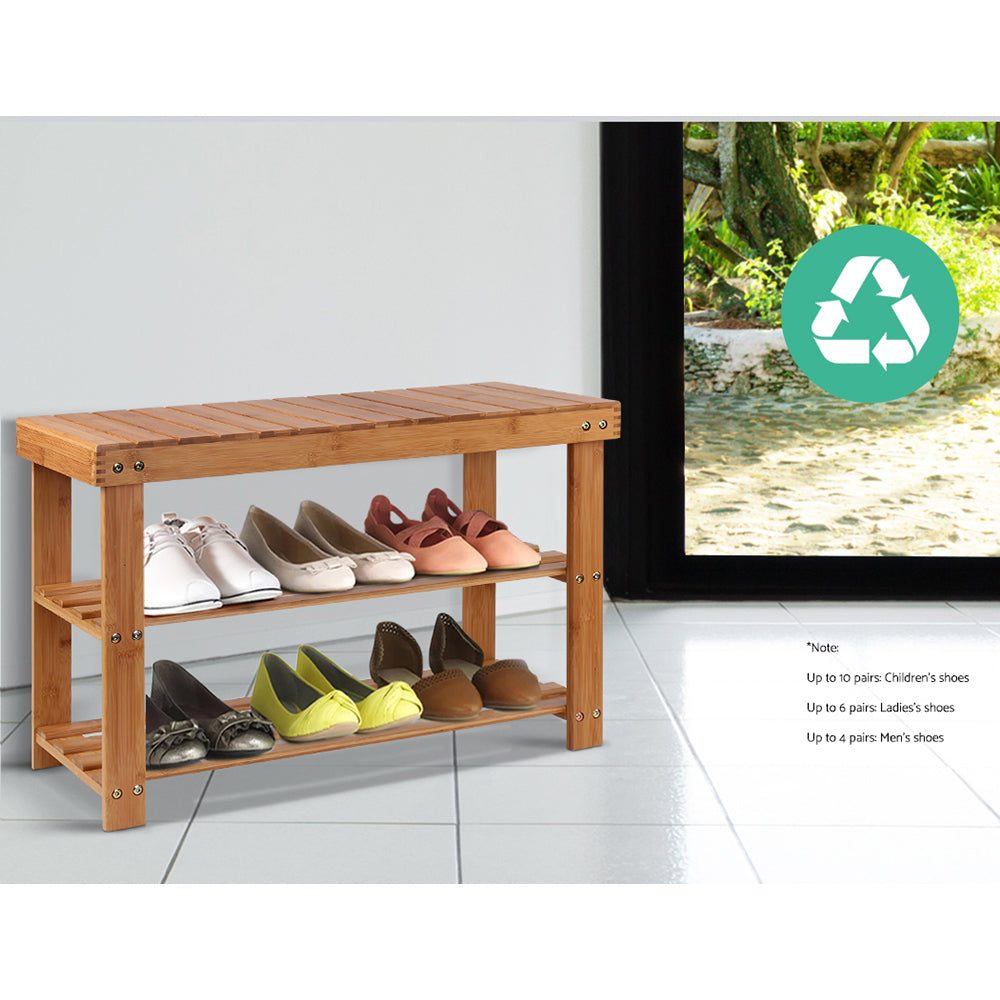 Bamboo Bench Shoe Rack for 10 Pairs