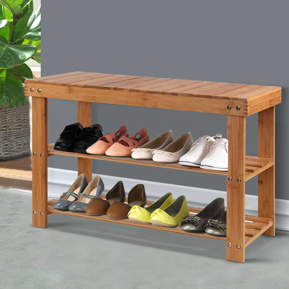 Bamboo Bench Shoe Rack for 10 Pairs
