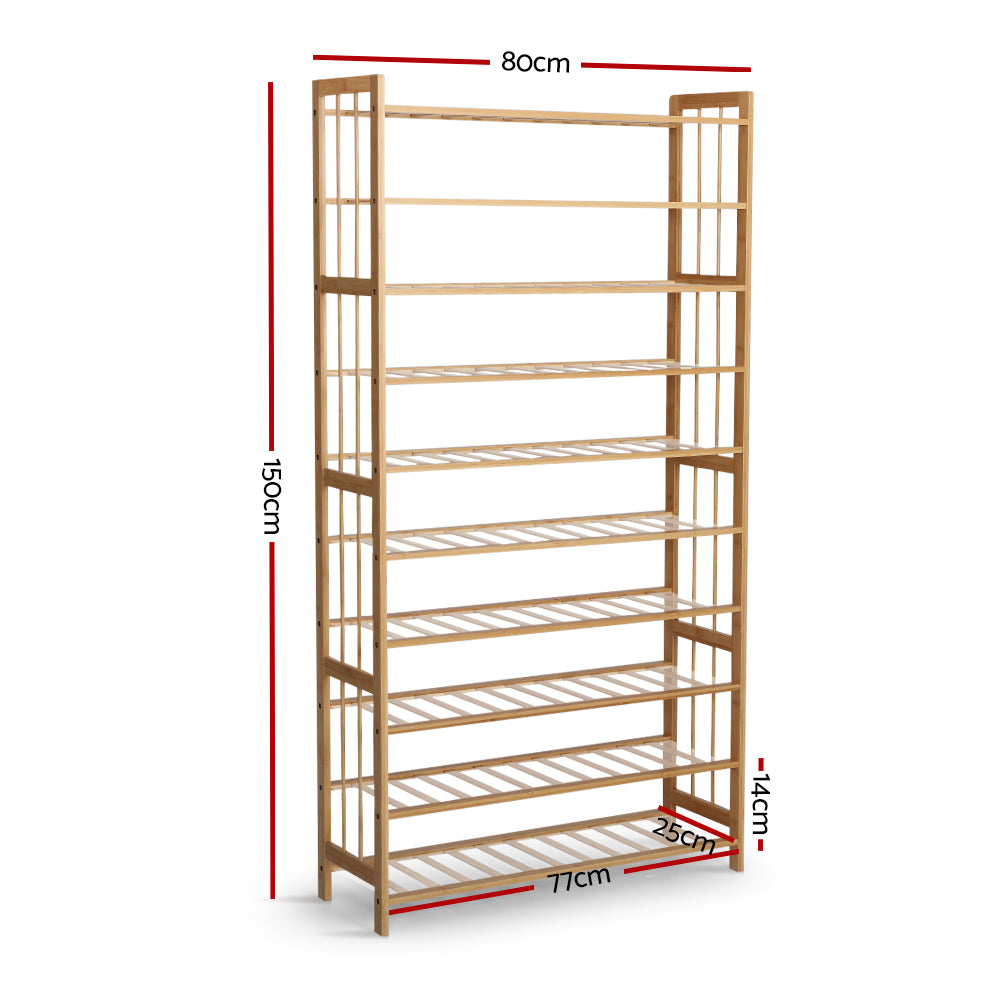 10-Tier Eco-Friendly Bamboo Shoe Rack Cabinet