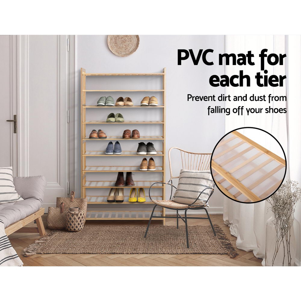 10-Tier Eco-Friendly Bamboo Shoe Rack Cabinet