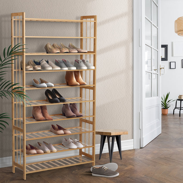 10-Tier Eco-Friendly Bamboo Shoe Rack Cabinet