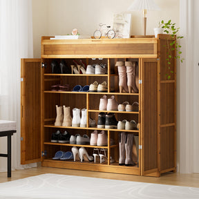 Elegant Bamboo Shoe Rack Cabinet for 30 Pairs