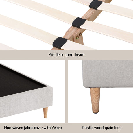 Artiss Zora Queen Bed Frame - Beige