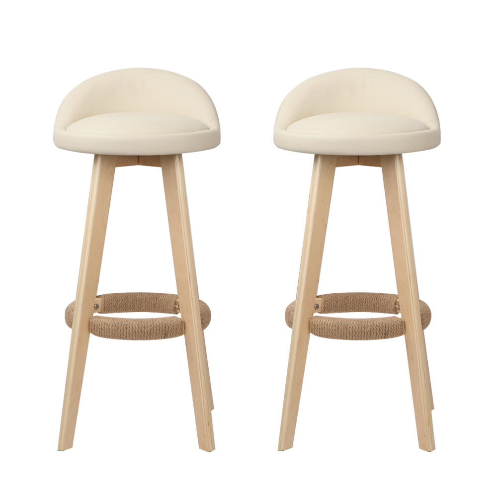 Artiss Padded Wooden Bar Stools - Set of 2