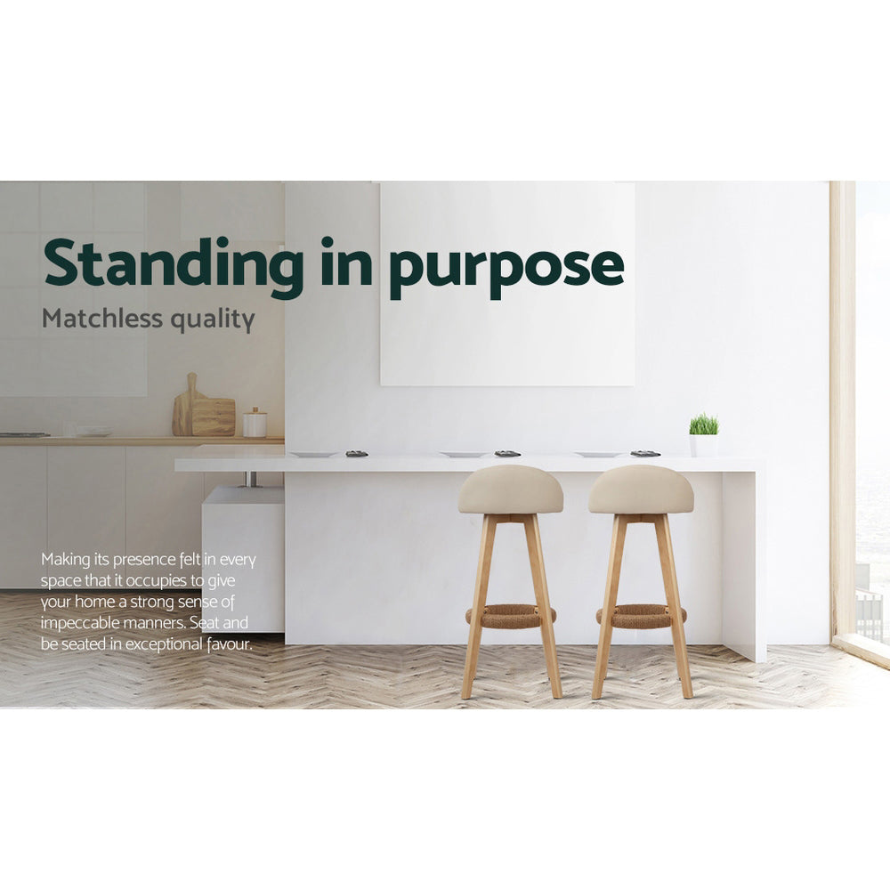 Artiss Padded Wooden Bar Stools - Set of 2