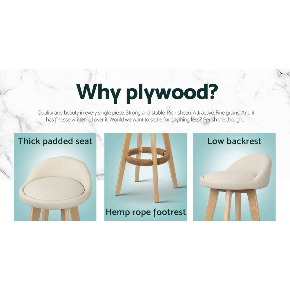 Artiss Padded Wooden Bar Stools - Set of 2