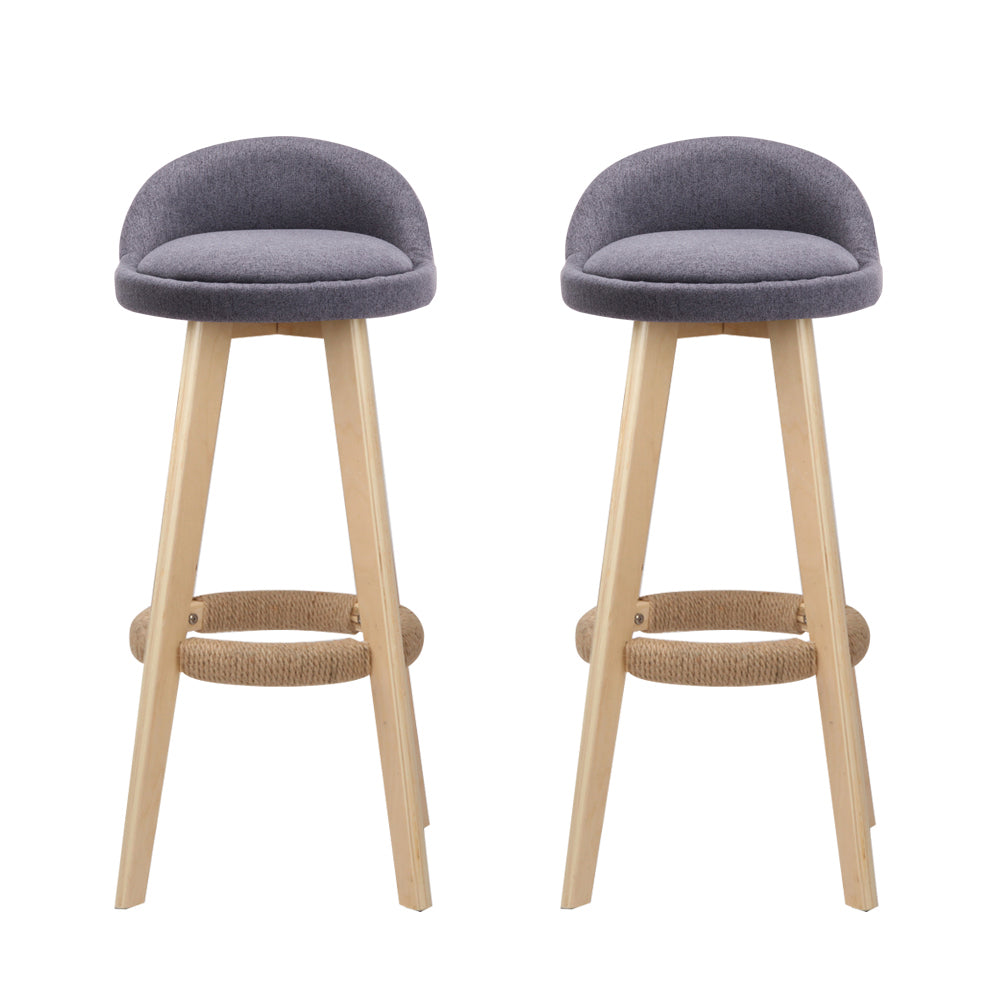 Artiss Padded Wooden Bar Stools - Set of 2