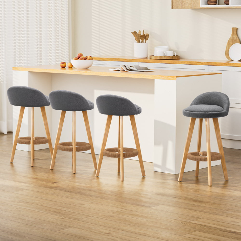 Artiss Dalvey Grey Linen Bar Stools
